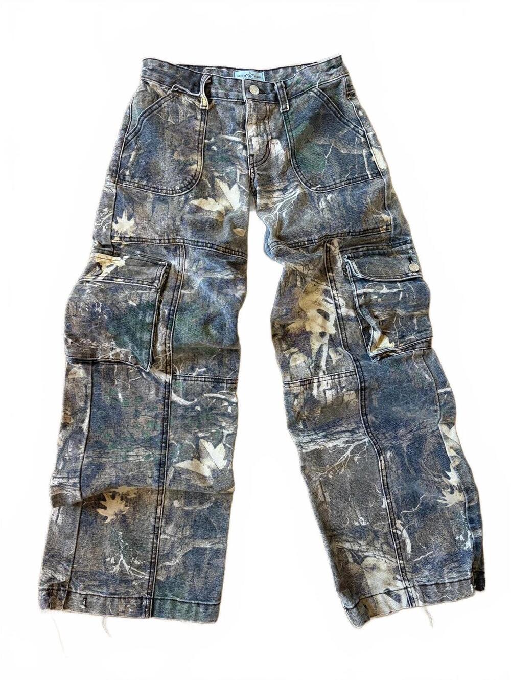 Revice Los Angeles Cargo Pants Womens Size 22 Green Camo Low Rise Wide Leg
